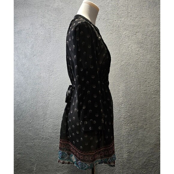 American Rag Cie Batik Blouse/Tunic Sz L Pleat front Tie Back Boho Tribal Aztec - Picture 3 of 9